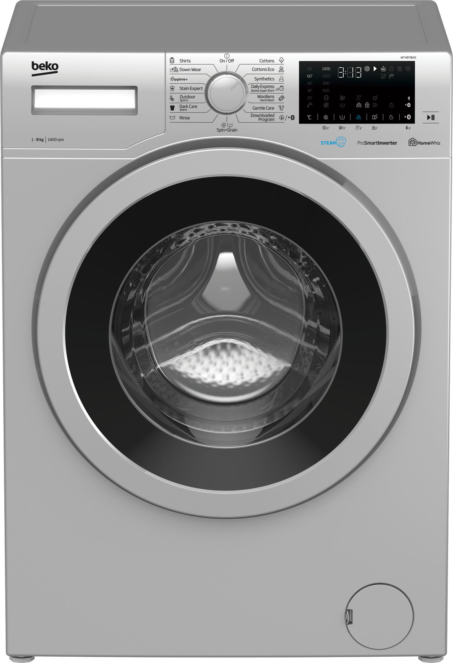 لباسشویی بکو 8 کیلو سیلور مدل WTV8736XS